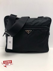 PRADA, FRONT POCKET BUSINESS BAG BLACK NYLON CANVAS SHOULDER BAG WITH BLACK CANVAS. ITEM TO INCLUDE  WITH AN ESTIMATED SIZE OF 33*27*4CM (ITEM INCLUDES A CERTIFICATE OF AUTHENTICITY) AAX7260