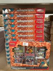 14 X POKÉMON COLLECTION PREMIUM DRACAUFEUEX INCLUDING CARDS AND SLEEVES.