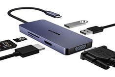17 X OBERSTER USB C HUB, 6 IN 1 USB C ADAPTER HDMI VGA DUAL MONITOR USB C WITH 4K HDMI, VGA, USB A, USB 2.0, SD CARD READER/TF MULTIPORT USB C DOCK FOR MACBOOK PRO/AIR, DELL/HP/LENOVO (HB101).