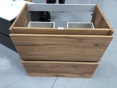 BATHROOM CABINET WITHOUT WASHBASIN, WOOD COLOUR WITH TWO DRAWERS, MAY BE DEFECTIVE.