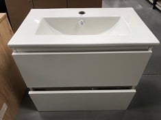 BATHROOM VANITY UNIT WITH WHITE WASHBASIN WITH DRAWERS .