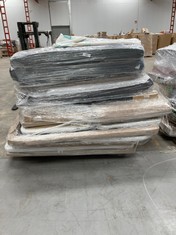PALLET OF VARIETY OF REST FURNITURE VARIOUS MODELS AND SIZES INCLUDING UPHOLSTERED BASE IN BEIGE FABRIC 3D HOGAR24 140X190CM (MAY BE DAMAGED OR INCOMPLETE).