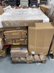 PALLET OF FURNITURE VARIOUS MODELS MAY BE BROKEN AND INCOMPLETE INCLUDING BATHROOM FURNITURE.