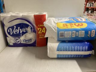 QTY OF ASSORTED TOILET PAPER TO INCLUDE VELVET