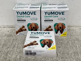 4 X YUMOVE DENTAL CARE STICKS FOR LARGE DOGS - BEST BEFORE : 23/05/24: LOCATION - J11