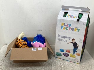 PLAY FACTORY MULTICOLOUR STEPPING STONES TO INCLUDE ASSORTED HAVEN SEASIDE SQUAD PLUSHIES: LOCATION - I11