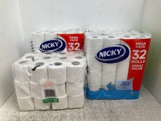 QTY OF ASSORTED TOILET ROLL TO INCLUDE NICKY SOFT TOUCH TOILET PAPER: LOCATION - I11