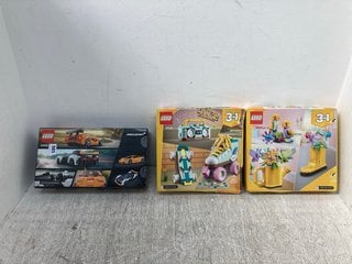 3 X ASSORTED LEGO TOYS TO INCLUDE SPEED CHAMPIONS MCLAREN SOLUS GT & MCLAREN F1 LM LEGO SET 76918: LOCATION - H10