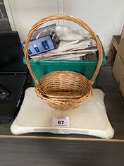 QTY OF ASSORTED ITEMS TO INC WOODEN BASKET