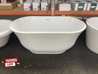 1500 X 750MM MODERN FREESTANDING TWIN SKINNED DOUBLE ENDED BATH WITH INTEGRAL CHROME SPRUNG WASTE & OVERFLOW - RRP £1489: LOCATION - B3