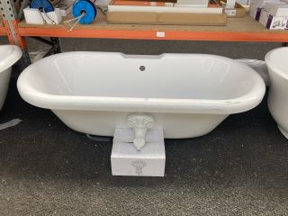 1700 X 800MM TRADITIONAL ROLL TOPPED FREESTANDING DOUBLE ENDED BATH WITH WHITE CLAW & BALL FEET - RRP £925: LOCATION - B3