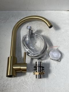 BRUSHED BRASS SWIVEL SPOUT KITCHEN MIXER TAP - RRP £289: LOCATION - R2