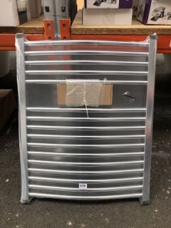 CHROME CURVED TUBED HEATED TOWEL RADIATOR 590 X 750MM - RRP £215: LOCATION - R2