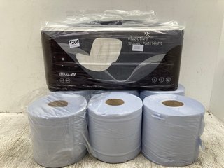 6 X BLUE TISSUE ROLLS TO INCLUDE VIVA ACTIVE SHAPED PADS NIGHT: LOCATION - C11