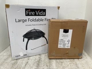 FIRE VIDA LARGE FOLDABLE FIRE PIT TO INCLUDE WIRE STORAGE SHELVES: LOCATION - D2