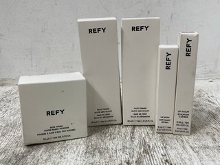 5 X REFY BEAUTY PRODUCTS TO INCLUDE REFY LIP SCULPT DUAL ENDED LIP LINER IN ROSEWOOD: LOCATION - WA5