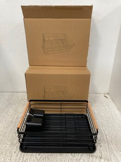 3 X BTGGG DISH DRAINER RACKS WITH REMOVABLE DRIP TRAYS IN BLACK: LOCATION - A17