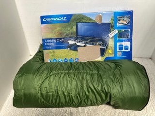 CAMPINGAZ CAMPING CHEF FOLDING COOKER TO INCLUDE CAMPING SLEEPING BAG IN GREEN: LOCATION - A3