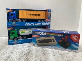 2 X SUPER WHEELZ LIGHTS & SOUNDS CHILDRENS TOY TRUCKS IN VARIOUS MODELS TO INCLUDE THE C64 MINI COMPUTER GAME: LOCATION - B4