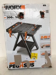 WORX 300IB PORTABLE WORK TABLE CLAMP SYSTEM & SAWHORSE RRP £110: LOCATION - A1