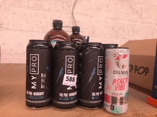 (COLLECTION ONLY) QTY OF MY PRO PRE-WORKOUT BLUE RASPBERRY DRINK BB 01/2025 TO ALSO INCLUDE CAPTAIN KOMBUCHA ORIGINAL & POMEGRANATE DRINKS BB 22/08/2024 (ORIGINAL) 30/03/2024 (POMEGRANATE): LOCATION