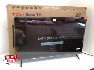 TCL ROKU SMART TV 43" SCREEN 4K HDR 43RP630K INCLUDES BOX, TV, REMOTE, MANUAL & POWER CORD RRP £239: LOCATION - B1