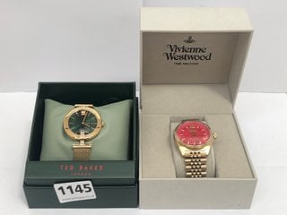 TED BAKER DARBEY WOMENS WATCH IN GOLD RRP: £210.00 TO INCLUDE VIVIENNE WESTWOOD LADY SYDENHAM IN GOLD RRP: £285.00: LOCATION - B18