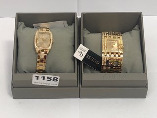 GUESS WOMENS WATERFALL WATCH IN GOLD RRP: £ 199.00 TO INCLUDE GUESS WOMENS BRILLIANT WATCH IN GOLD RRP: £ 156.00: LOCATION - B18
