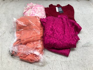 4 X ASSORTED WOMENS CLOTHES IN VARIOUS DESIGNS & SIZES TO INCLUDE BLOOMING JELLY LONG SLEEVE FRILL TOP IN BURGUNDY - UK SIZE MEDIUM: LOCATION - D3
