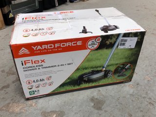 YARD FORCE I FLEX CORDLESS MOWER & TRIMMER 2 IN 1 SET - RRP £190: LOCATION - A10