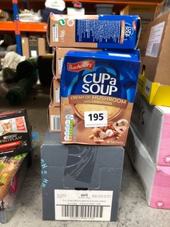 QTY OF ASSORTED FOOD ITEMS TO INCLUDE BATCHELORS CUP A SOUP IN CREAM OF MUSHROOM - BBE 01/2026: LOCATION - D5