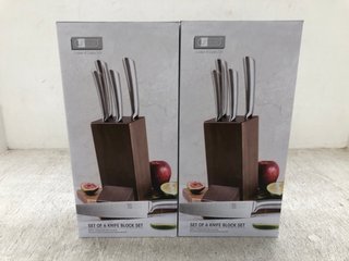 2 X JAMES.F SET OF 6 KNIFE BLOCKS (PLEASE NOTE: 18+YEARS ONLY. ID MAY BE REQUIRED): LOCATION - D8