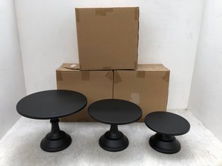 4 X 3 PIECE CAKE STANDS IN BLACK: LOCATION - D8
