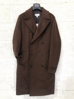 REISS CLAIM WOOL OVER COAT IN BROWN SIZE: L RRP - £378: LOCATION - WHITE BOOTH