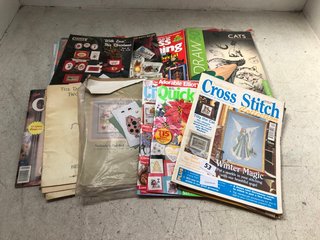 QTY OF ASSORTED ADULT ACTIVITY BOOKS TO INCLUDE NEEDLECRAFTS CROSS STITCH COLLECTION BOOK: LOCATION - D0