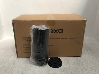QTY OF PLASTIC DISPOSABLE CUP LIDS IN BLACK: LOCATION - C1