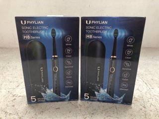 2 X PHYLIAN 5 BRUSHING MODES SONIC ELECTRIC TOOTHBRUSHES: LOCATION - D14