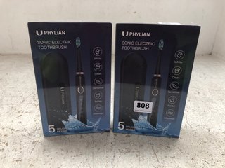 2 X PHYLIAN 5 BRUSHING MODES SONIC ELECTRIC TOOTHBRUSHES: LOCATION - D14