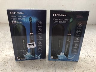 2 X PHYLIAN H8 SERIES SONIC ELECTRIC TOOTHBRUSHES: LOCATION - D14