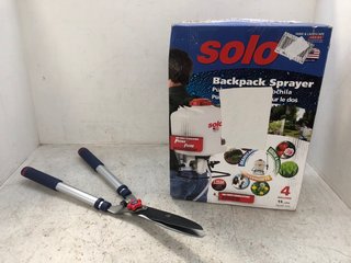SOLO BACKPACK SPRAYER TO INCLUDE TELESCOPIC HEDGE SHEARS: LOCATION - D10