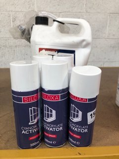 (COLLECTION ONLY) QTY OF ASSORTED CHEMICAL ITEMS TO INCLUDE SILOXA CYANOACRYLATE ACTIVATOR 200ML (PLEASE NOTE: 18+YEARS ONLY. ID MAY BE REQUIRED): LOCATION - BR3