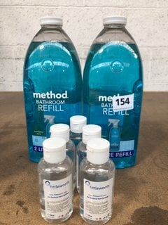 (COLLECTION ONLY) 5 X FITTLEWORTH ANTIBACTERIAL HAND SANITISER TO INCLUDE 2 X METHOD EUCALYPTUS MINT 2L REFILL BOTTLES: LOCATION - BR3