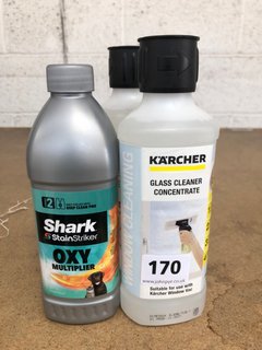 (COLLECTION ONLY) 2 X KARCHER GLASS CLEANER CONCENTRATE TO INCLUDE SHARK STAINSTRIKER OXY MULTIPLIER (PLEASE NOTE: 18+YEARS ONLY. ID MAY BE REQUIRED): LOCATION - BR4
