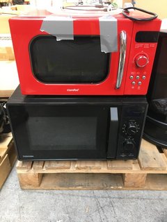 TOSHIBA DIGITAL MICROWAVE IN BLACK TO INCLUDE COMFEE RED DIGITAL MICROWAVE: LOCATION - A2