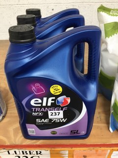 (COLLECTION ONLY) 3 X ELF TRANSELF NFX SAE 75W GEARBOX OIL 5L: LOCATION - BR6