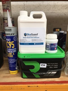 (COLLECTION ONLY) SKYGUARD WATER BASED DECK ADHESIVE TO INCLUDE GLAV SMOOTH NAILS AND KEYPLUMB PIPE CEMENT: LOCATION - BR6