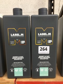(COLLECTION ONLY) 2 X LABEL.M HONEY & OAT MOISTURISING SHAMPOO 1L: LOCATION - BR7