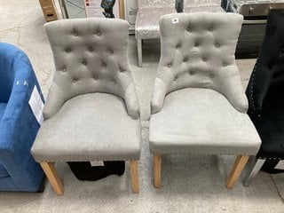 2 X GREY FABRIC SEATS TO INCLUDE WOODEN FINISHINGS: LOCATION - A1