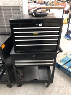 5 DRAWER TOOL TOP CHEST IN BLACK TO INCLUDE 2 DRAWER TOOL TROLLEY IN BLACK: LOCATION - B5