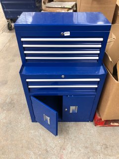 6 DRAWER 2 DOOR TOOL STORAGE CABINET IN BLUE AND SILVER: LOCATION - B6
